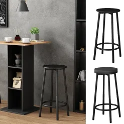 Vicco Tabouret de bar Noir 31.5x64cm 2 pièces