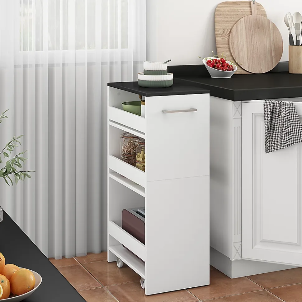 Vicco Étagère à roulettes blanc/anthracite 30x84.8cm