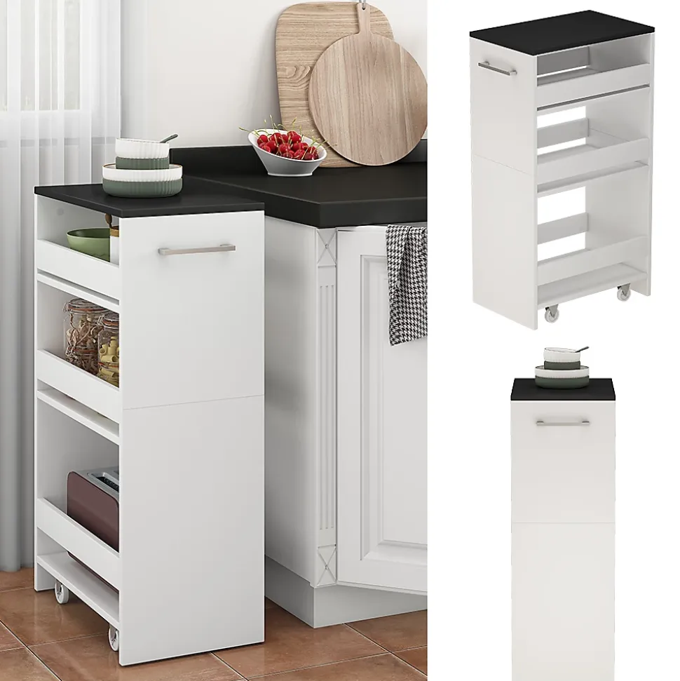 Vicco Étagère à roulettes blanc/anthracite 30x84.8cm