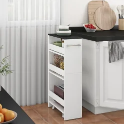 Vicco Étagère roulante blanc/anthracite 20x84.4cm