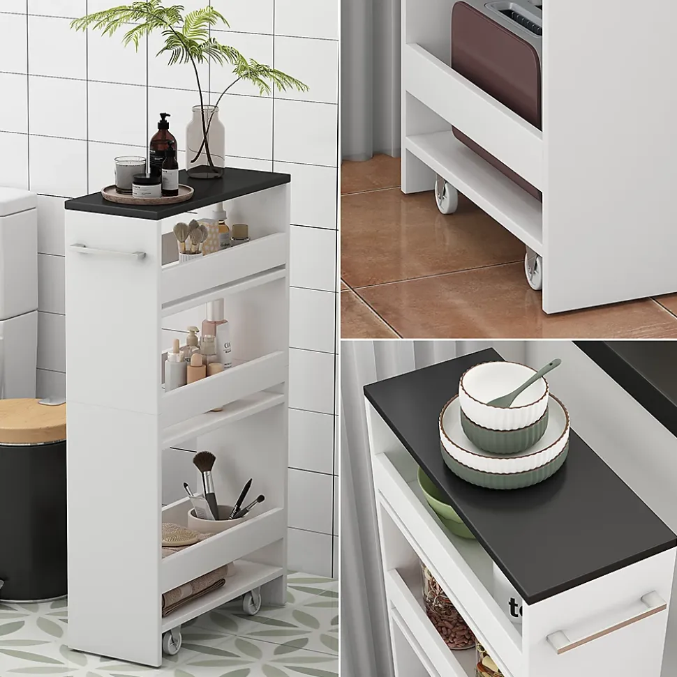 Vicco Étagère roulante blanc/anthracite 20x84.4cm