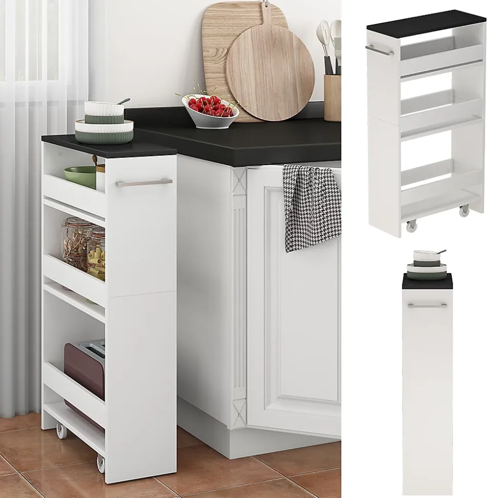 Vicco Étagère roulante blanc/anthracite 20x84.4cm