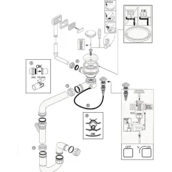Vidage automatique 1 grand bac CUIPD198 pour évier SystemCeram CLEYA - Siphon gain de place