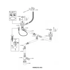 Vidage automatique CUIPD671-D pour évier 2 bacs inox - Siphon gain de place