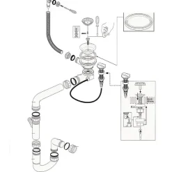 Vidage automatique gain de place 1 bac CUIPD013 pour évier granit - Siphon gain de place