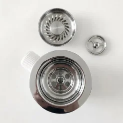 Vidage Bonde manuelle évier 1 bac granit résine HARMONIE chromé - Siphon gain de place