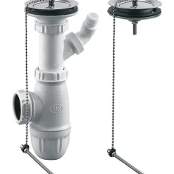 Vidage complet pour éviers grès - Valentin - Plastique blanc - Diamètre 60 mm