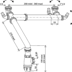 Vidage d'évier 2 bacs - Valentin - spécial gain de place