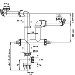 Vidage d'évier universel - 2 bacs - Valentin