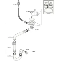 Vidage manuel 1 bac CUIPD366 pour évier Emeraude - Siphon gain de place