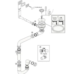 Vidage manuel 1 bac CUIPD245 pour évier inox Luisina VIBRATO - Siphon gain de place