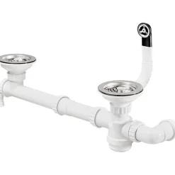 Vidage manuel complet pour évier 2 cuves avec trop plein rond - MODERNA - FCTV090P08