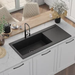 Vidage manuel CUIPD521 pour évier Kümbad YUNA 1 très grand bac 1 égouttoir - Siphon gain de place