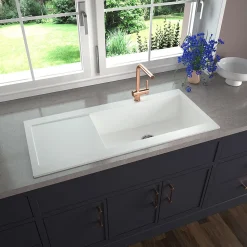 Vidage manuel CUIPD521 pour évier Kümbad YUNA 1 très grand bac 1 égouttoir - Siphon gain de place