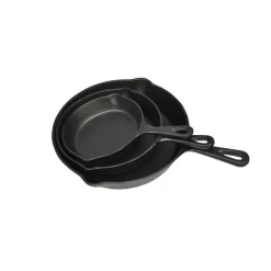 VidaXL - Lot 3 poeles fonte - 17 21 27 cm - induction BBQ