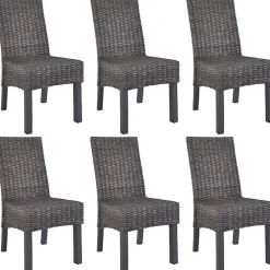 vidaXL Chaises à dîner 6 pcs Marron Rotin Kubu et bois de manguier