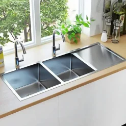 vidaXL Evier de Cuisine Fait à la Main Evier Rectangulaire Evier Encastré évier à Vasque Intérieur Résistant Maison Robuste 145081