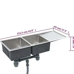 vidaXL Evier de Cuisine Fait à la Main Evier Rectangulaire Evier Encastré évier à Vasque Intérieur Résistant Maison Robuste 145081