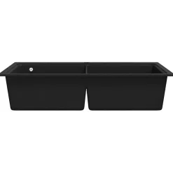 vidaXL évier de Cuisine Encastrable à 2 Bacs en Granite Noir Lave-main Lavabo 141675