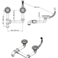 vidaXL évier de Cuisine Encastrable à 2 Bacs en Granite Noir Lave-main Lavabo 141675