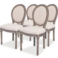 vidaXL 4x Chaise de Salle à Manger Lin Chaise à Manger Chaise de Cuisine 244088
