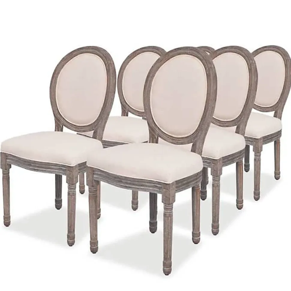 vidaXL 6x Chaise de Salle à Manger Lin Chaises de Cuisine Chaises à Manger 274620