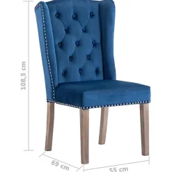 vidaXL 2x Chaises de Salle à Manger Chaises à Dîner Sièges de Salle à Manger Meubles de Cuisine Repas Maison Intérieur Bleu 305584