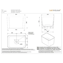 Vidoir bac a laver 59,7x42x5 grande hauteur 38cm céramique traditionnelle SANINDUSA Tribo 60 à poser sur plan blanc
