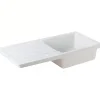 Évier 1 bac 1 égouttoir à encastrer par dessus 100x50cm hauteur 21cm céramique SANINDUSA Reno trop-plein inclus blanc