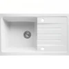 Évier 1 bac 1 égouttoir réversible 2 trous à encastrer 85,7x50cm H 21,5cm grès SANINDUSA Reno XS blanc (vidage non inclus)