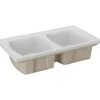 Évier 2 bacs à encastrer par dessus 86x50cm hauteur 22cm céramique SANINDUSA Lusitano blanc