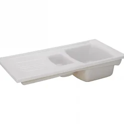 Évier 2 bacs 1 égouttoir à encastrer par dessus 99,5x49,7cm hauteur 23,5cm céramique SANINDUSA Lusitano blanc