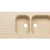 Évier 2 bacs 1 égouttoir à encastrer par dessus céramique SANINDUSA TROIA 112,5x50 hauteur 21,5cm avec trop-plein granit beige