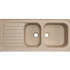 Évier 2 bacs 1 égouttoir à encastrer par dessus céramique SANINDUSA TROIA 112,5x50 hauteur 21,5cm avec trop-plein granit beige