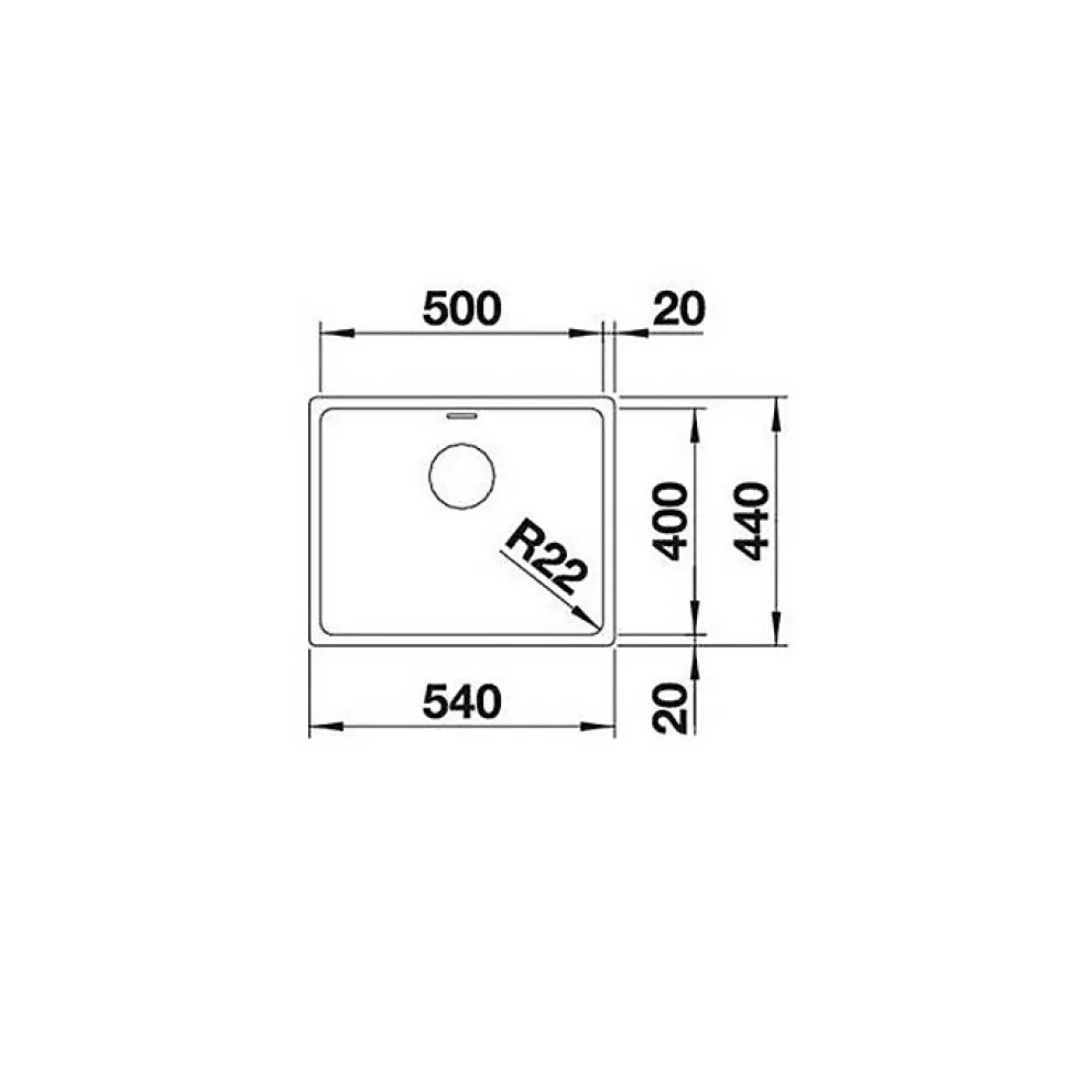 Évier - Blanco - Andano 500 U - Acier inoxydable brillant - Grand volume - Facile d'entretien