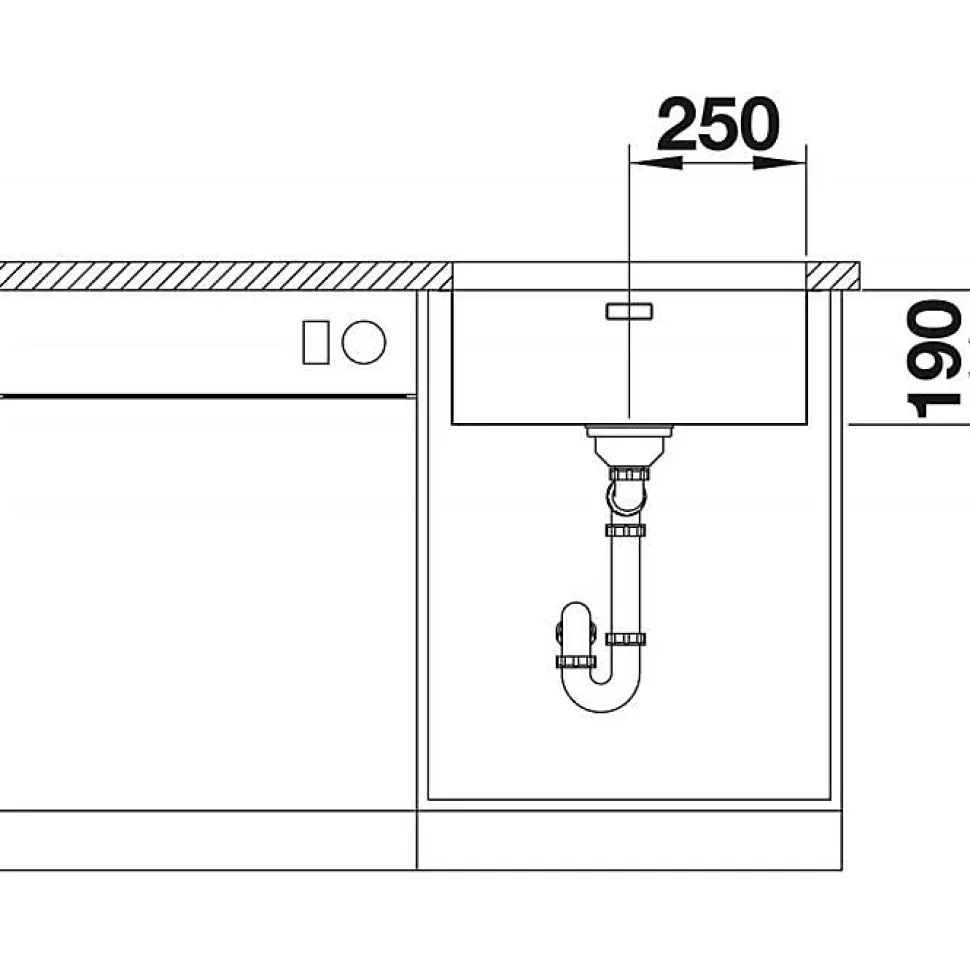 Évier - Blanco - Andano 500 U - Acier inoxydable brillant - Grand volume - Facile d'entretien