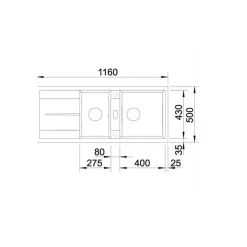 Évier - BLANCO - Metra 8S - SILGRANIT - 2 cuves - 1 égouttoir réversible - anthracite