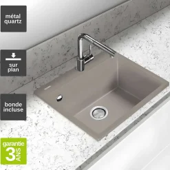 Évier à encastrer 1 Cuve 49x40x20cm - Quartz Tartufe - Quadra SE FRÉCAN