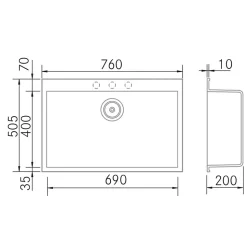 Évier à encastrer 1 Cuve 69x40x20cm - Quartz Concrete - Quadra SE FRÉCAN