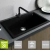 Évier à encastrer 1 Cuve 50x40x20cm - Quartz Noir Mat - Kera SE FRÉCAN