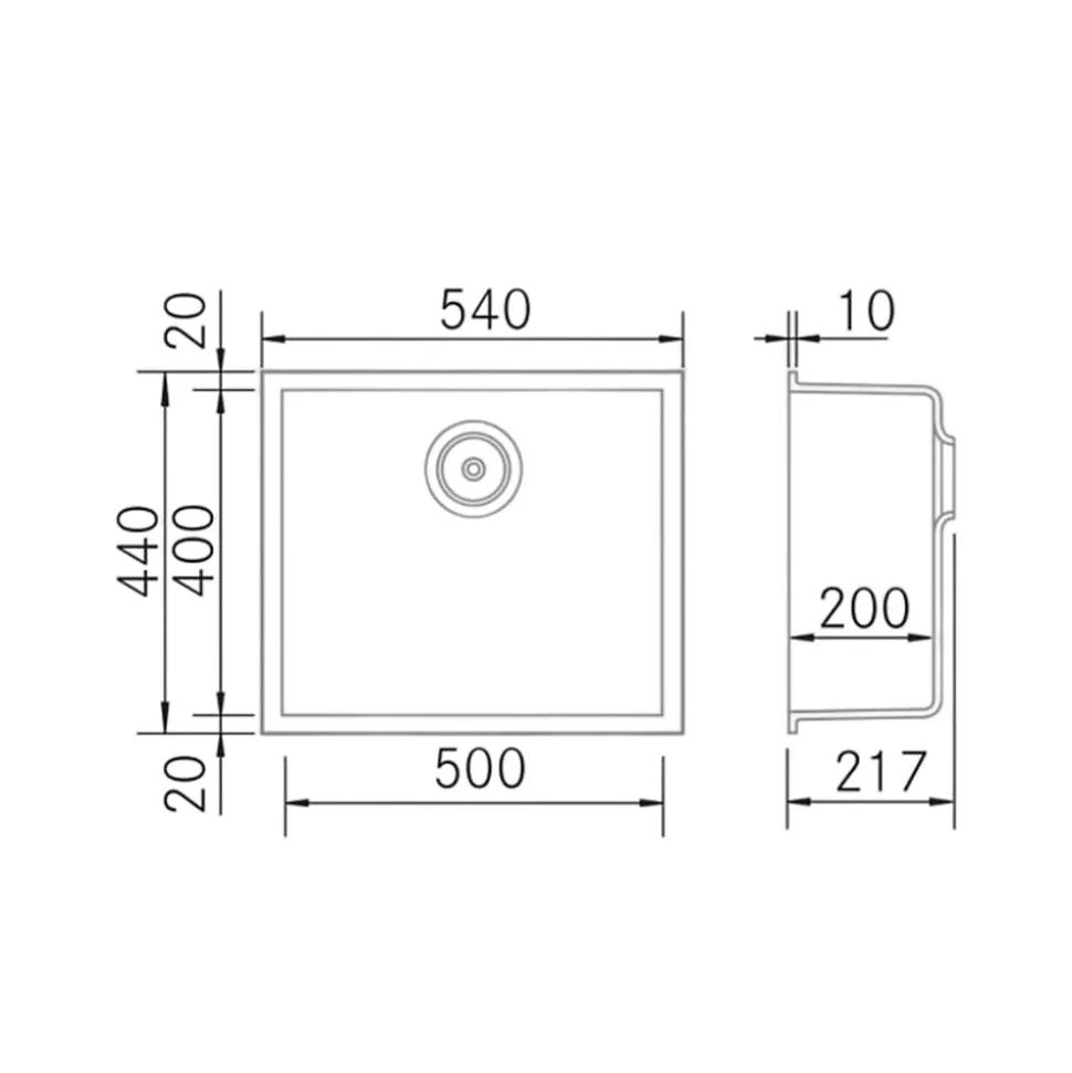 Évier à encastrer 1 Cuve 50x40x20cm - Quartz Blanc - Kera SE FRÉCAN