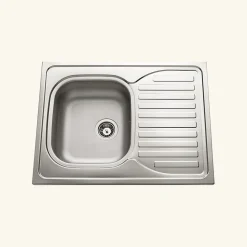 Évier bandeau à poser inox NINO 1 bac 1 égouttoir - 80 cm