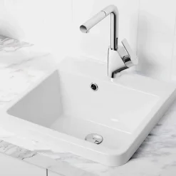 Évier buanderie bac à laver céramique blanc Sanindusa UTILITY 510x500