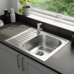 Évier compact de cuisine 1 cuve et 1 égouttoir XS en acier inoxydable Jabiri