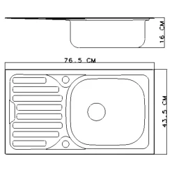 Évier compact de cuisine 1 cuve et 1 égouttoir en acier inoxydable Jabiri