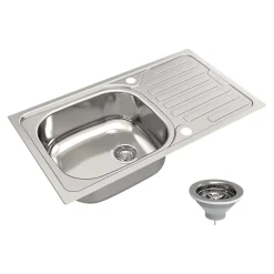 Évier compact de cuisine 1 cuve et 1 égouttoir en acier inoxydable Jabiri