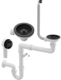 Évier Compact Granitan Monza pour Garage, Buanderie, Chaufferie Noir avec Siphon 1 pièce