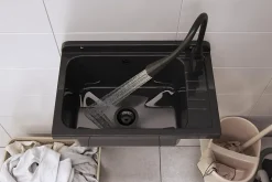 Évier Compact Granitan Monza pour Garage, Buanderie, Chaufferie Noir avec Siphon 1 pièce