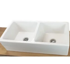 Évier céramique Belfast 2 bacs blanc