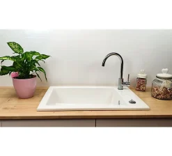 Évier céramique blanc 1 cuve Lingot Sarreguemines